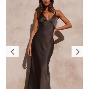 Elegant Espresso Satin Dress